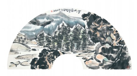 朱松發 山水鏡片 136*52cm
