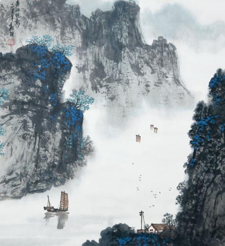魏鎮  山水立軸	53*47cm