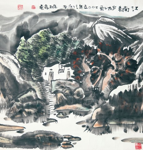 朱松發  山水鏡片	68*68cm